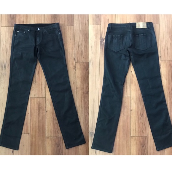 RED Valentino Denim - RED Valentino Black Coated Skinny Jeans